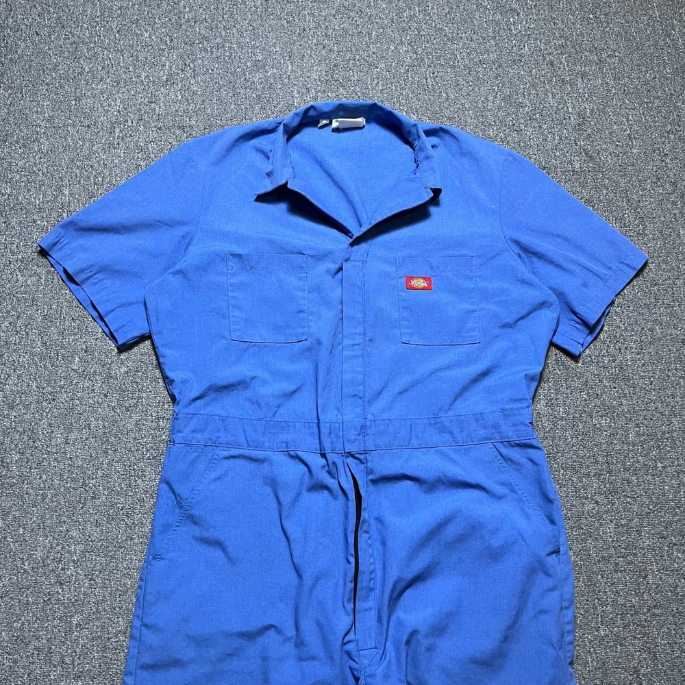 Dickies Short Sleeve Coveralls Jumpsuit Size 42 Blue Workwear Uniform Boiler